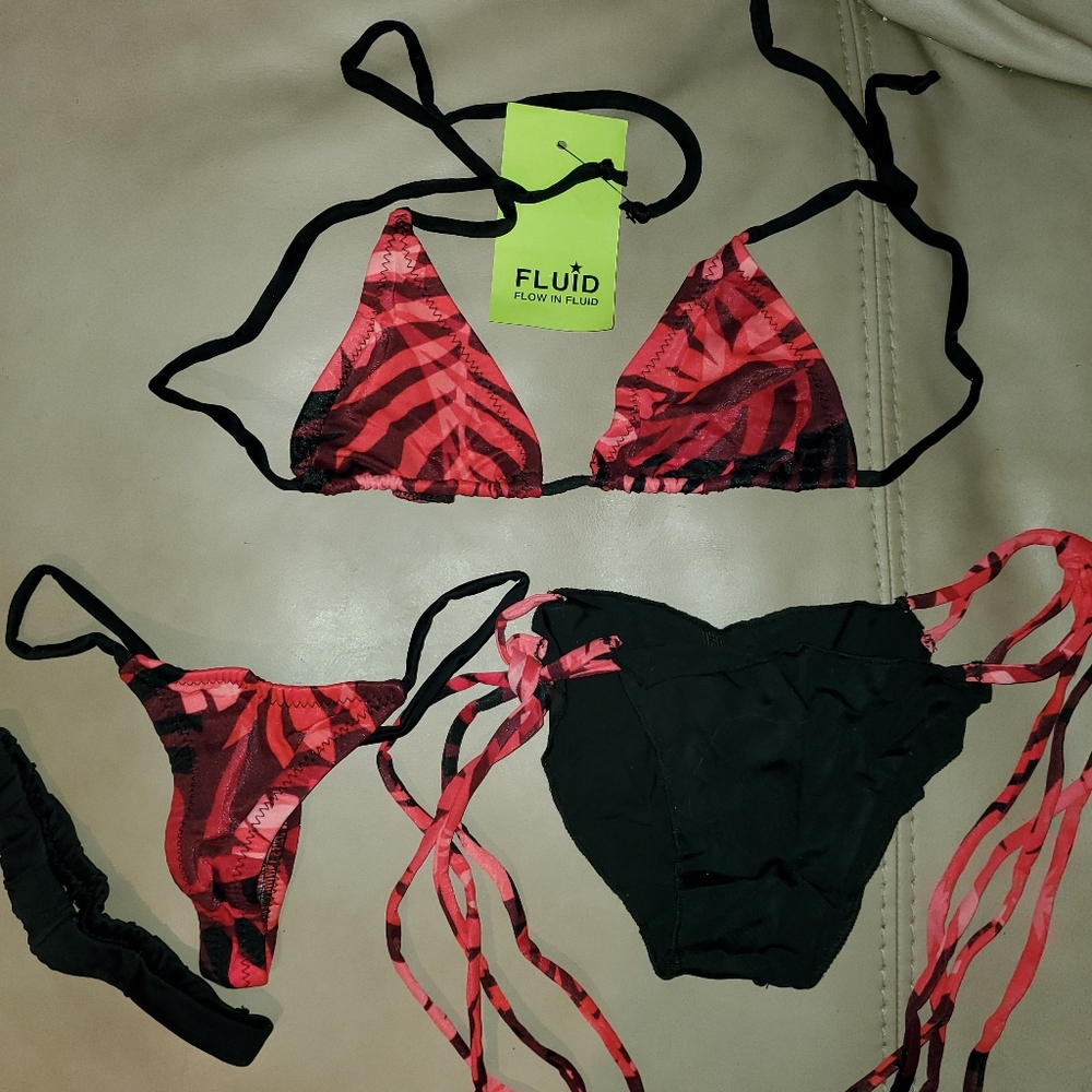 4pc Sexy Tri-Top Thong Bottom Booty Shorts Bikini